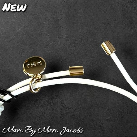 New NWT Marc by Marc Jacobs White Cord Knot Bracelet – Gold Ring Accent - Picture 4 of 7